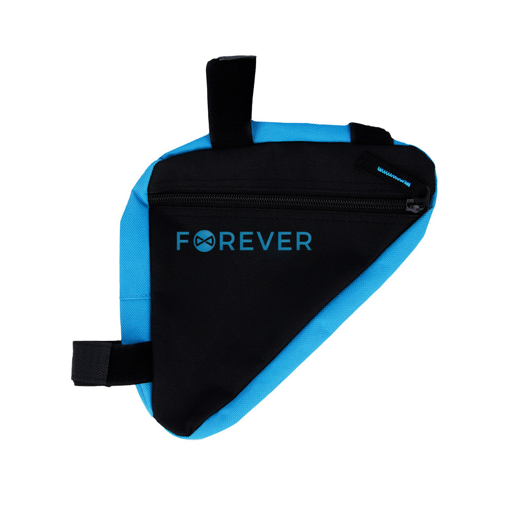 Forever FB-100 Biciklis tartó - Univerzális, cseppálló biciklivázra szerelhető, fekete/kék telefon tartó táska