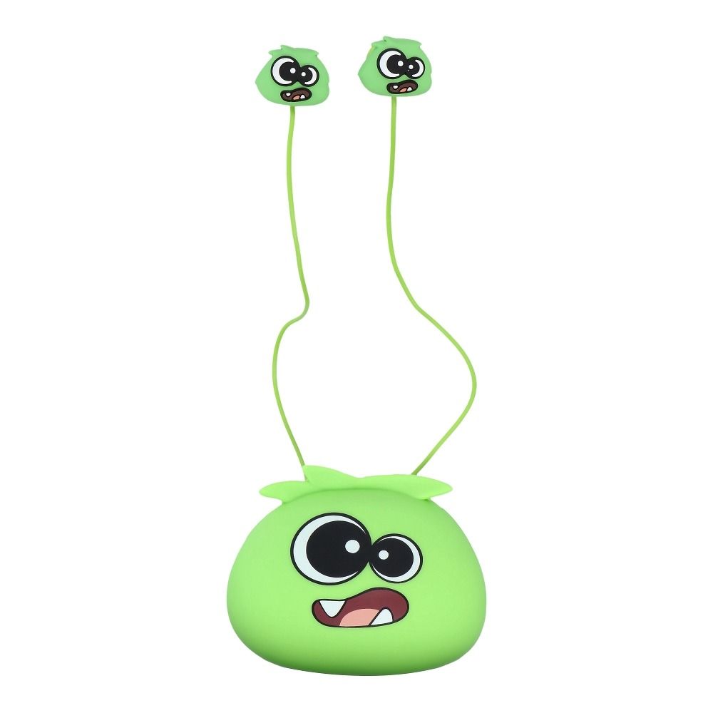 Jillie Monster Headset - zöld audio jack csatlakozós stereo headset, mikrofonnal + szilikon tartóval