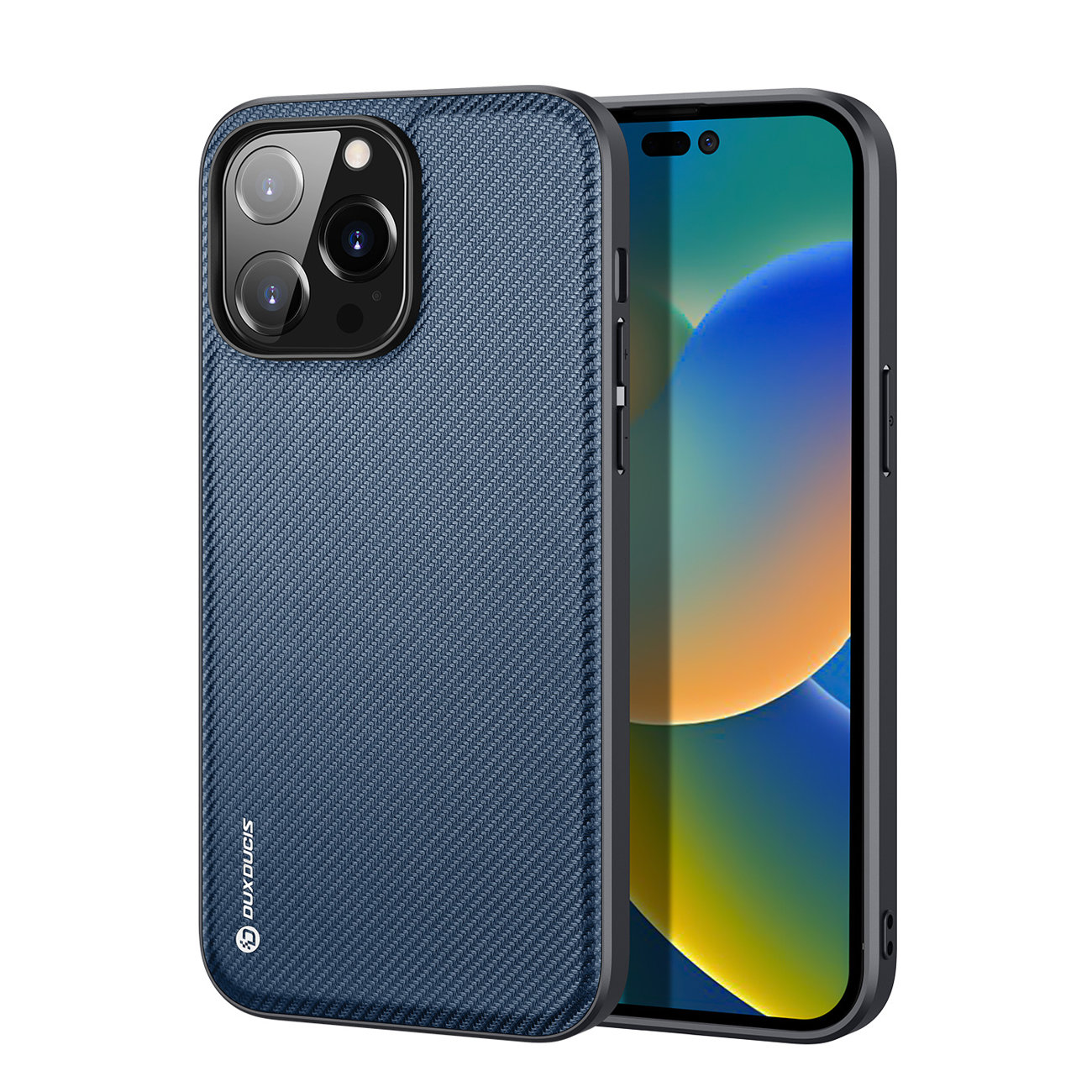 iPhone 14 Pro Telefontok - Dux Ducis Fino kék műanyag tok, szilikon kerettel