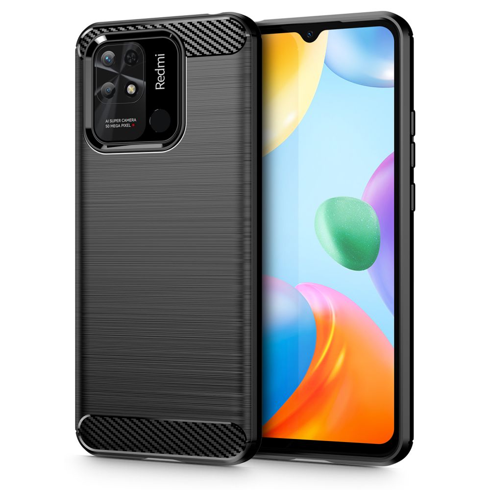 Xiaomi Poco C40 Telefontok - Carbon Fiber fekete szilikon tok