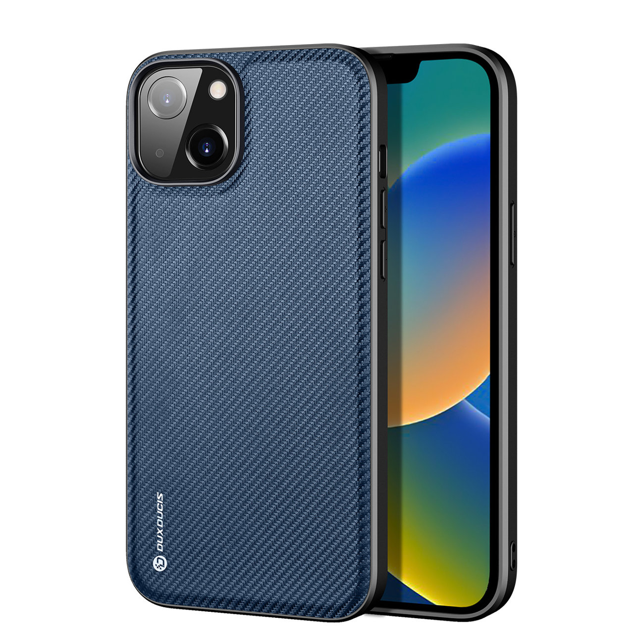 iPhone 14 Plus Telefontok - Dux Ducis Fino kék műanyag tok, szilikon kerettel