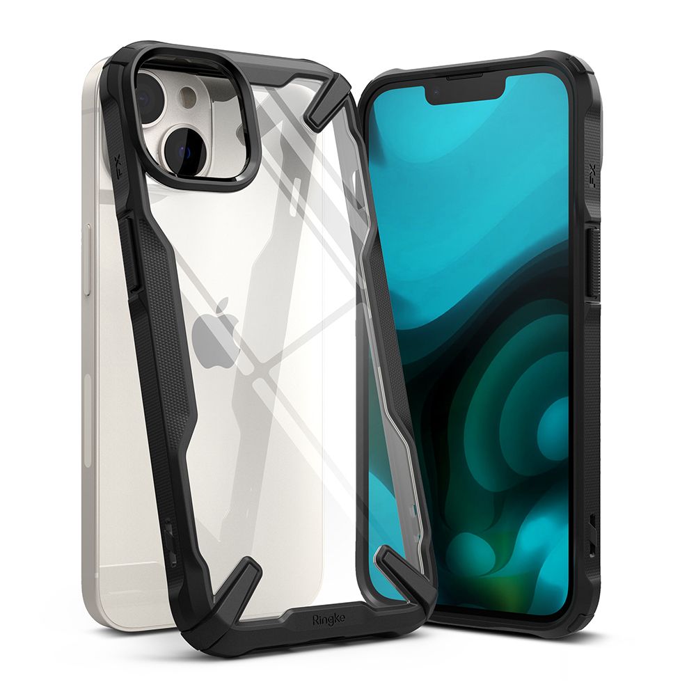 iPhone 14 Telefontok - Ringke Fusion X Design fekete ütésálló hátlap tok