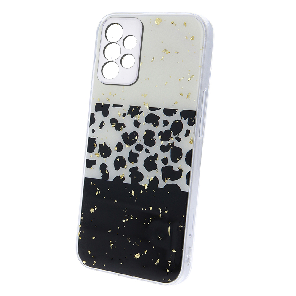Samsung Galaxy A33 5G Telefontok - Gold Glam Leopard 2 - mintás műanyag hátlap tok, szilikon kerettel