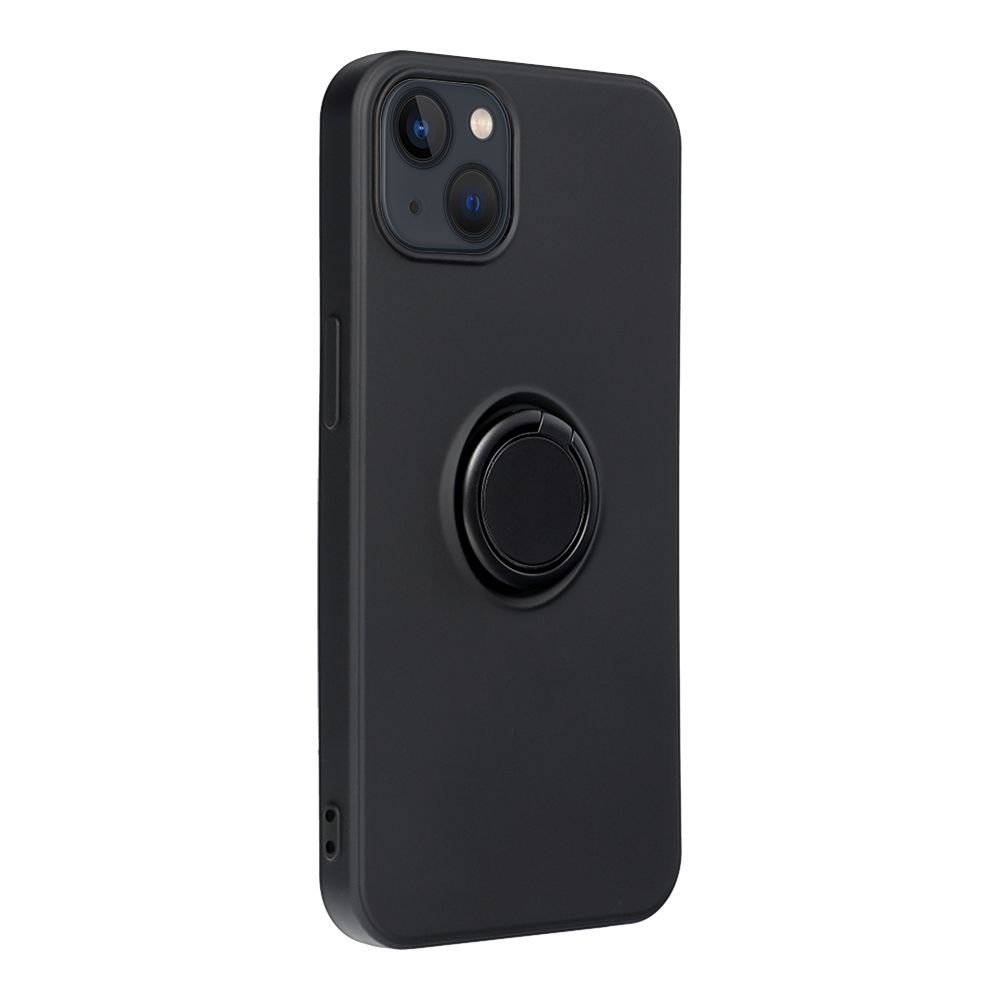iPhone 14 Telefontok - Forcell Silicone Ring fekete tok kitámasztóval