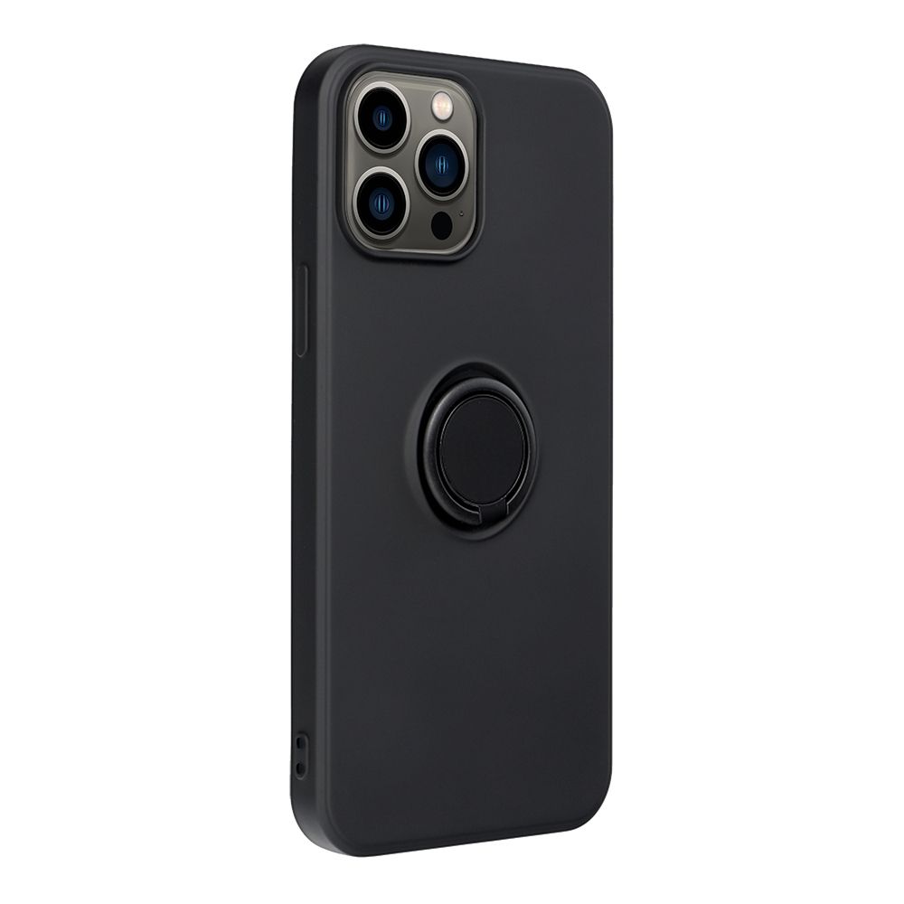 iPhone 14 Pro Max Telefontok - Forcell Silicone Ring fekete tok kitámasztóval