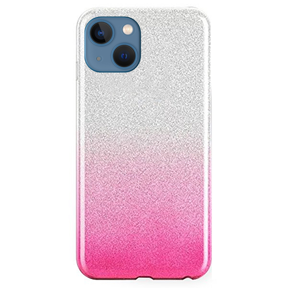iPhone 14 Telefontok - Ezüst / pink Shiny tok