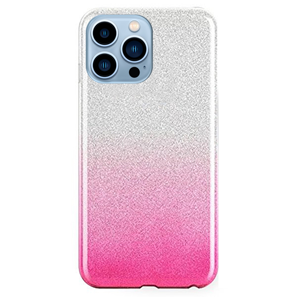 iPhone 14 Pro Max Telefontok - Ezüst / pink Shiny tok