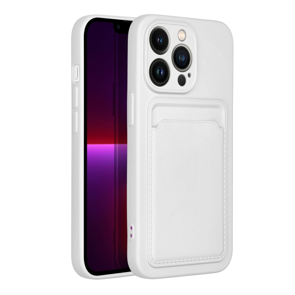 iPhone 14 Pro Max Telefontok - Forcell Card - fehér kártyatartós szilikon hátlap tok