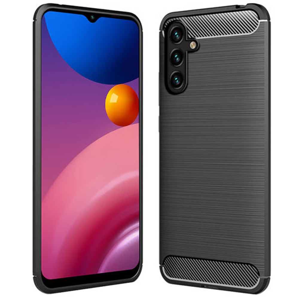 Samsung Galaxy A04s (A047) Telefontok - Carbon Fiber fekete szilikon tok