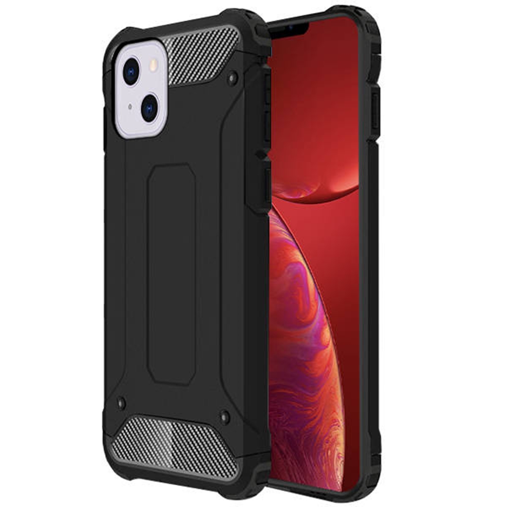 iPhone 14 Telefontok - Defender II fekete ütésálló hátlap tok