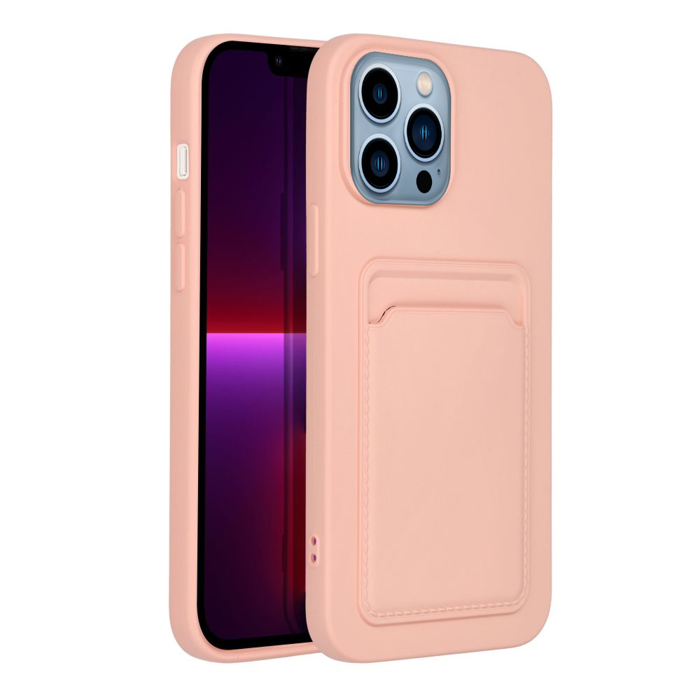 iPhone 14 Pro Max Telefontok - Forcell Card - pink kártyatartós szilikon hátlap tok