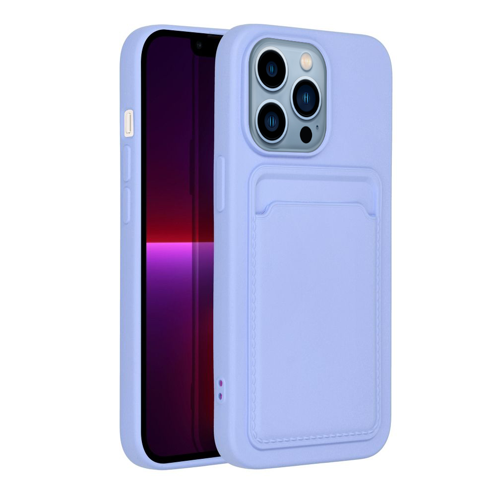 iPhone 14 Pro Max Telefontok - Forcell Card - kékes- lila kártyatartós szilikon hátlap tok