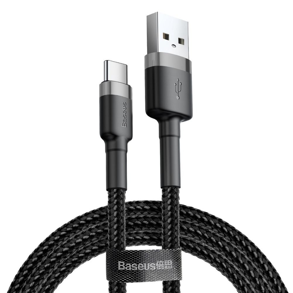 Adatkábel: BASEUS Cafule - USB / Type-C (USB-C) fekete szövet adatkábel 2,4A, 2m