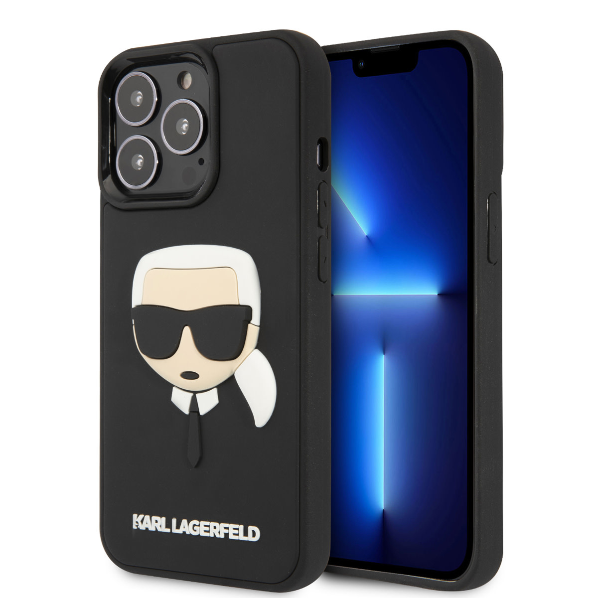 iPhone 14 Pro Max Telefontok - 3D Rubber Karl's Head - fekete hátlap tok