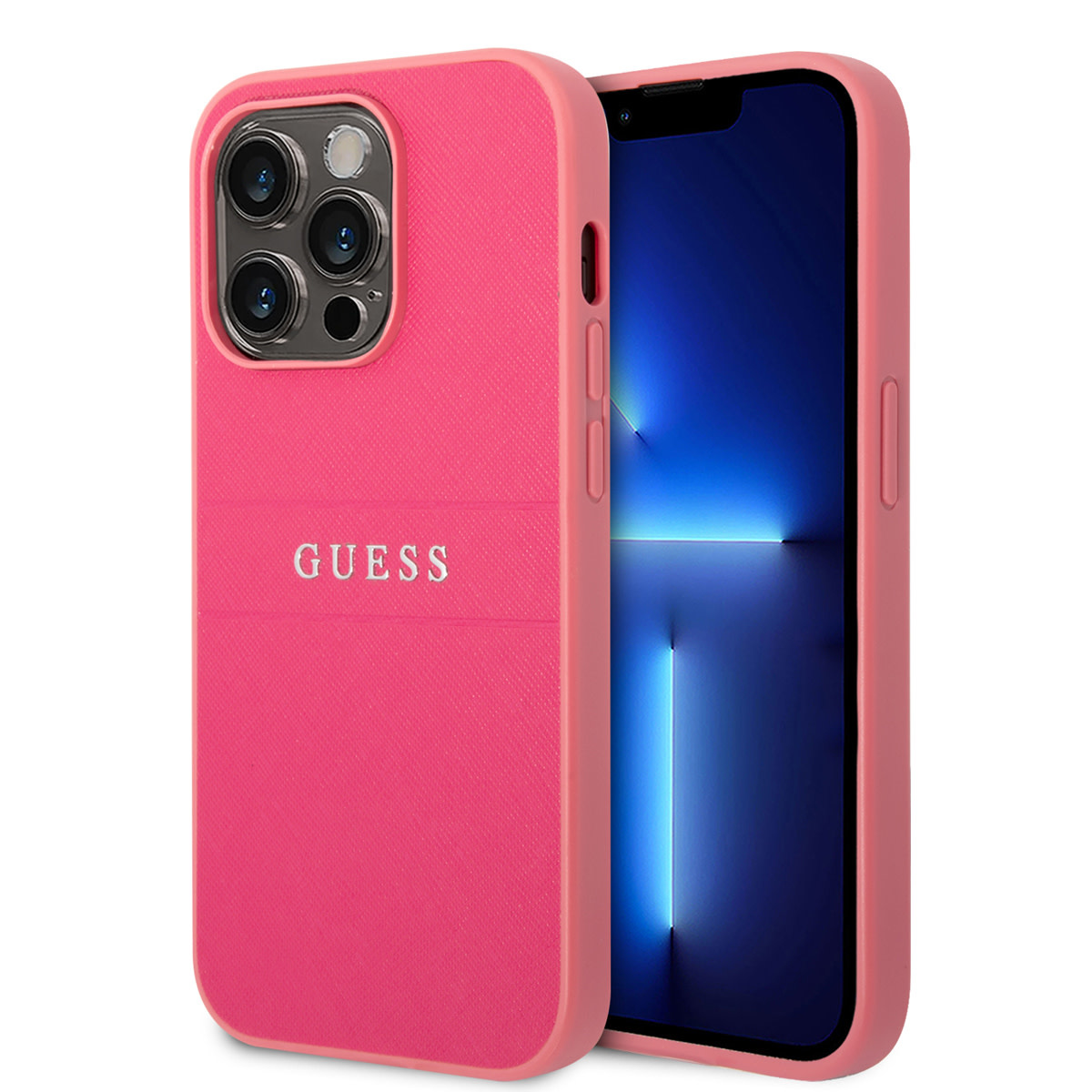 iPhone 14 Pro Max Telefontok - Guess Leather Saffiano - kemény hátlaptok - pink