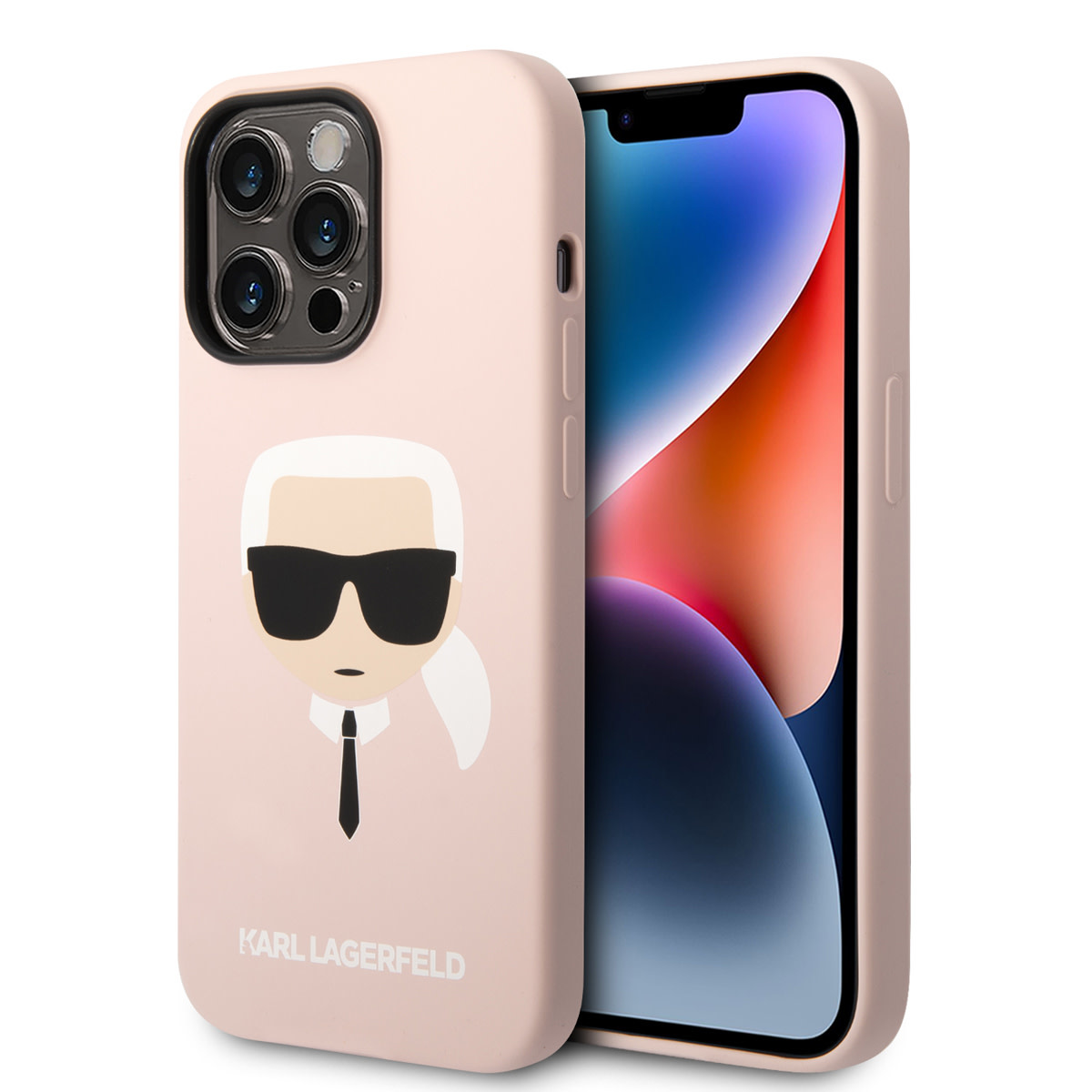 iPhone 14 Pro Max Telefontok - Karl Lagerfeld - Karl's head - hátlap tok, pink