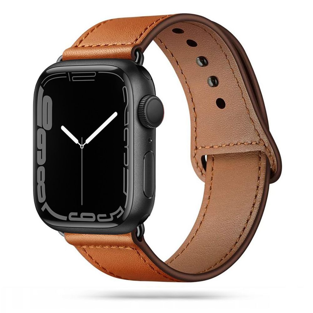 Okosóra szíj - Apple Watch Series 4/5/6/7/8/9/SE (38 / 40 / 41 mm) bőrszíj - TECH-PROTECT Leather barna bőr szíj