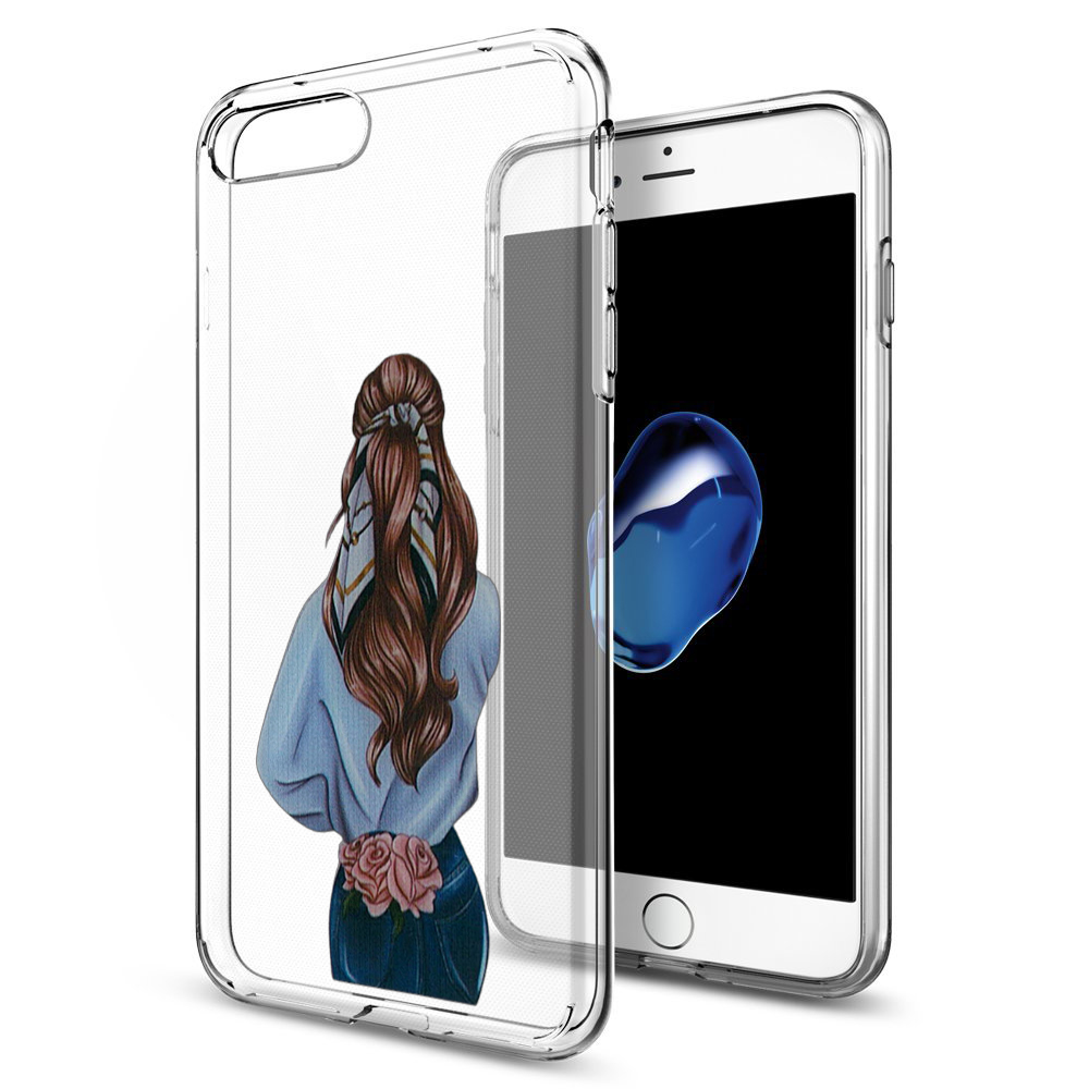 iPhone 7 / 8 - L Arte Girl Telefontok - mintás átlátszó műanyag hátlap tok, szilikon kerettel