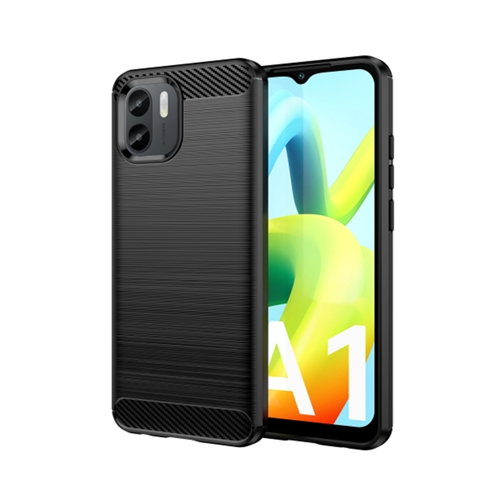 Xiaomi Redmi A1 Telefontok - Carbon Fiber fekete szilikon tok