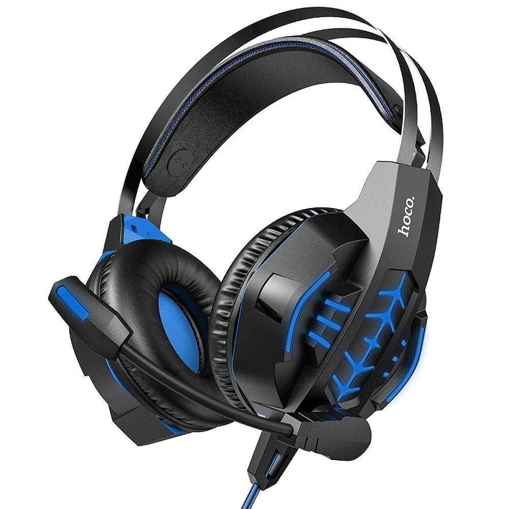 HOCO W102 - fekete fejhallgató mikrofonnal (vezetékes: Jack/USB) - Headset