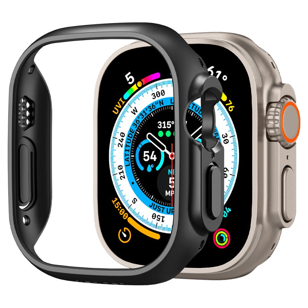 Okosóra védő tok - APPLE WATCH ULTRA 1 / 2 (49 MM) - SPIGEN THIN FIT fekete szilikon védőtok