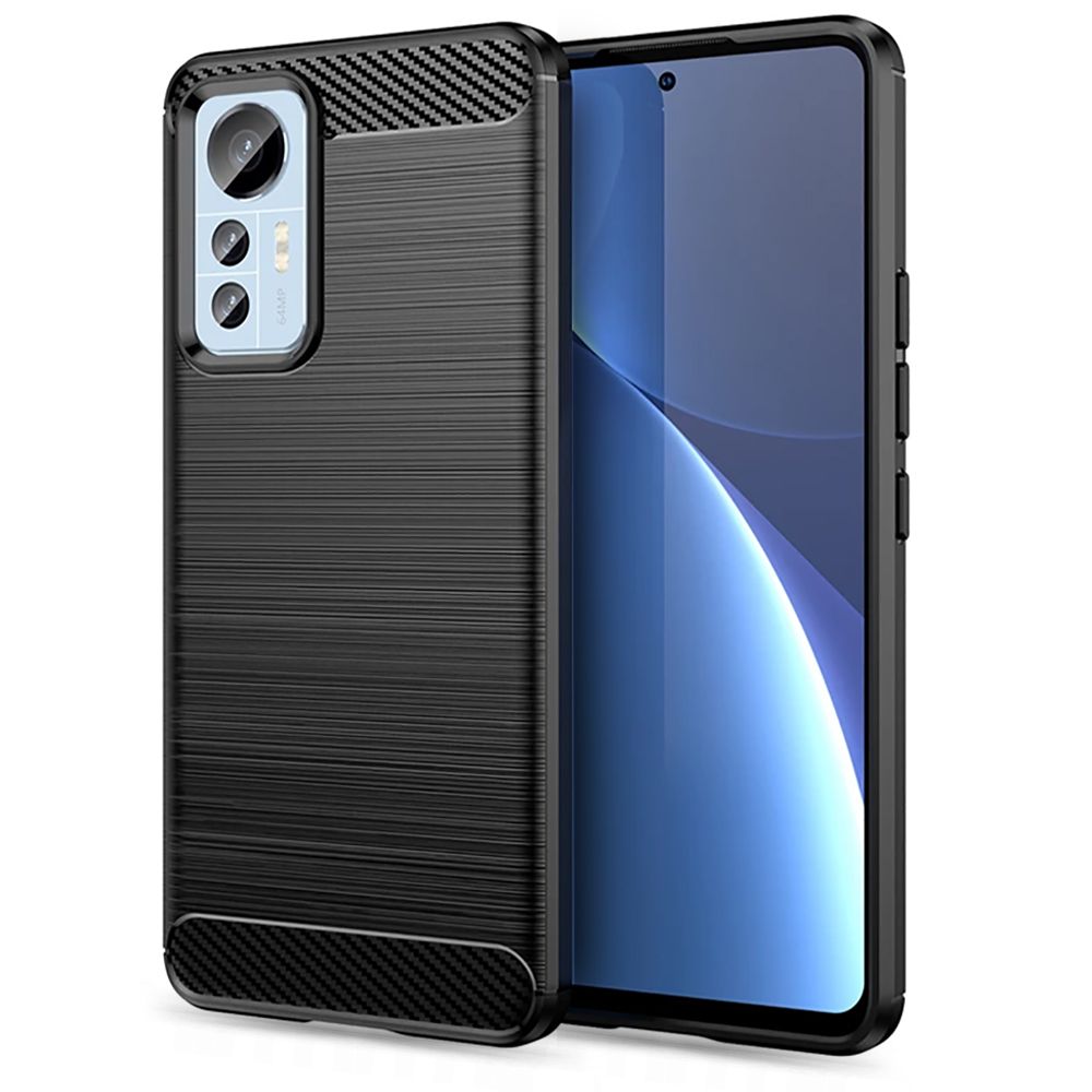 Xiaomi 12 Lite Telefontok - Carbon Fiber fekete szilikon tok