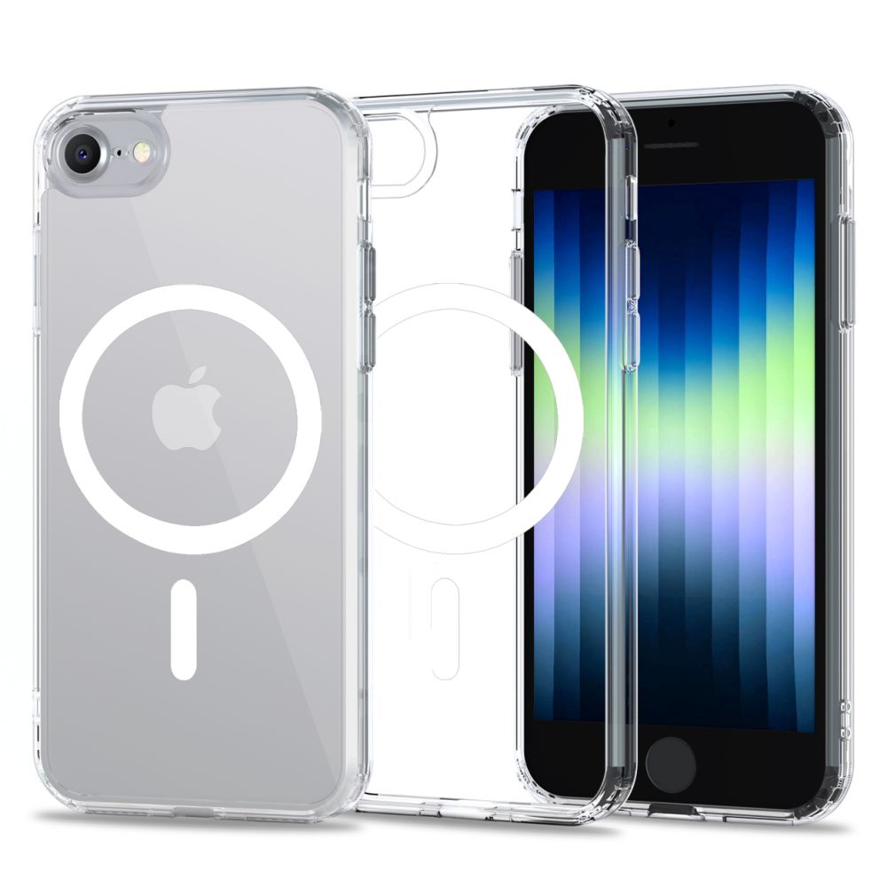 iPhone SE3 (2022) Telefontok- Tech-Protect Magmat MagSafe kompatibilis átlátszó műanyag hátlap tok, szilikon kerettel