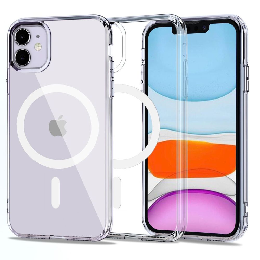 iPhone 11 Telefontok- Tech-Protect Magmat MagSafe kompatibilis átlátszó műanyag hátlap tok, szilikon kerettel