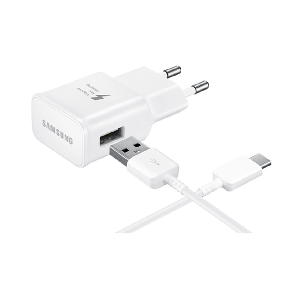 Samsung Töltő EP-TA50EWE 1,55A fehér gyári hálózati töltőfej + EP-DN930CWE Type-C (USB-C) 3A adatkábel