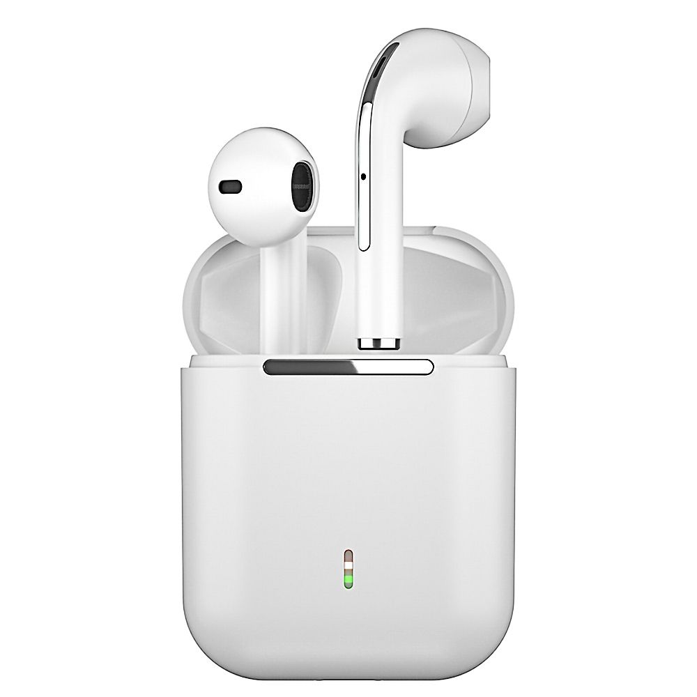 TWS J18 Headset - fehér bluetooth headset, töltő tokkal