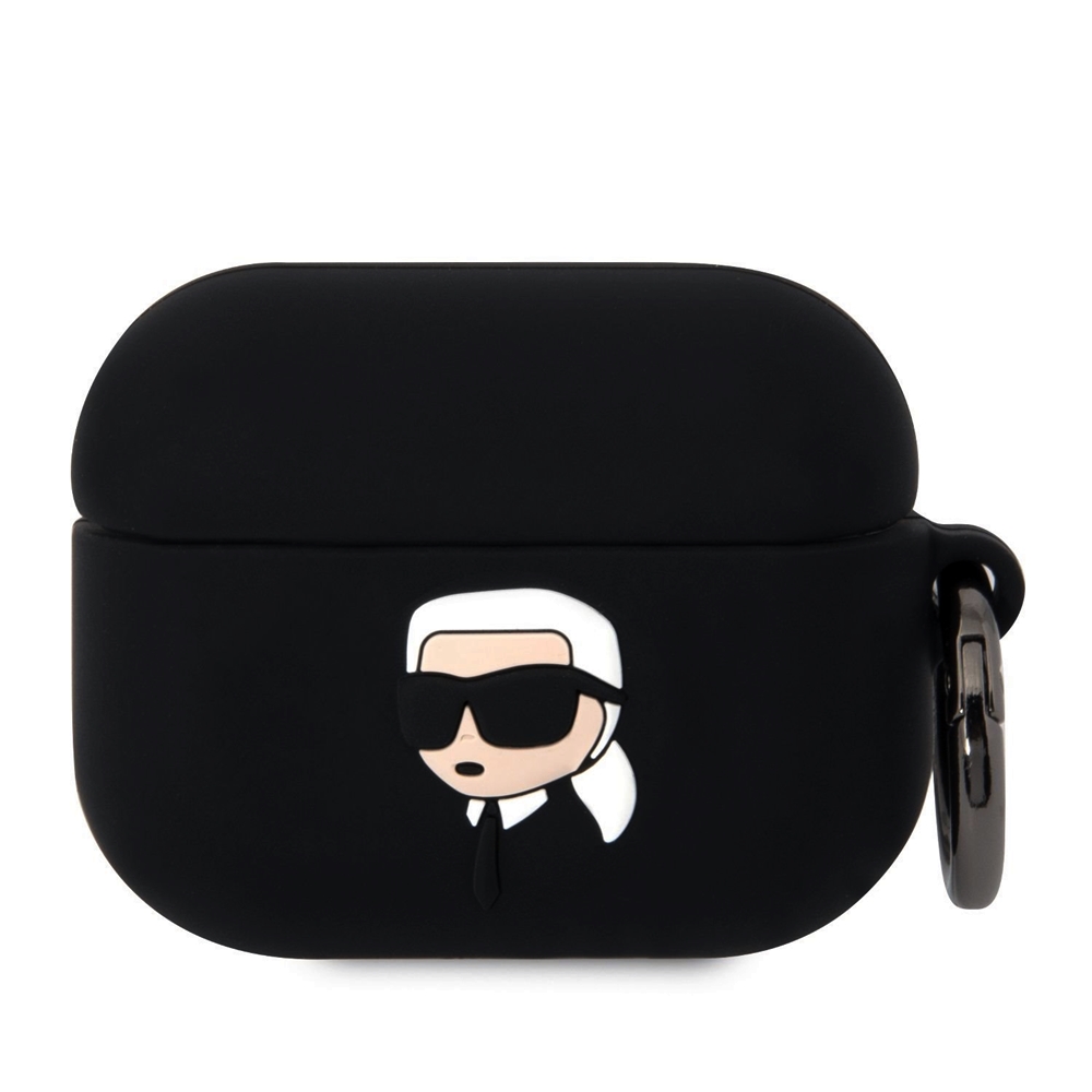 Karl Lagerfeld Airpods PRO 1 tartó - 3D Karl Head - fekete szilikon tok