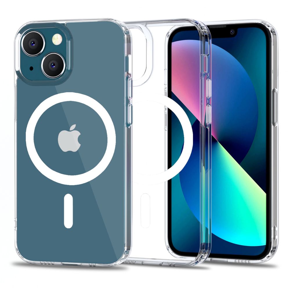 iPhone 13 mini Telefontok- Tech-Protect Magmat MagSafe kompatibilis átlátszó műanyag hátlap tok, szilikon kerettel