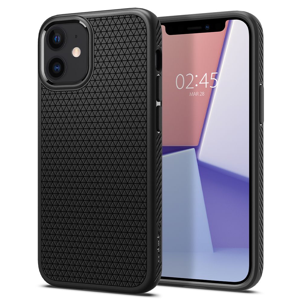 iPhone 12 mini Telefontok- SPIGEN LIQUID AIR - fekete szilikon tok
