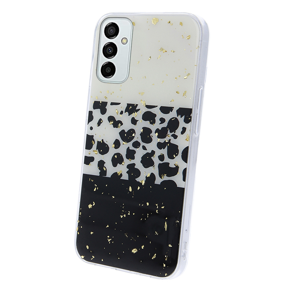 Samsung Galaxy M23 5G Telefontok - Gold Glam Leopard 2 - mintás műanyag hátlap tok, szilikon kerettel