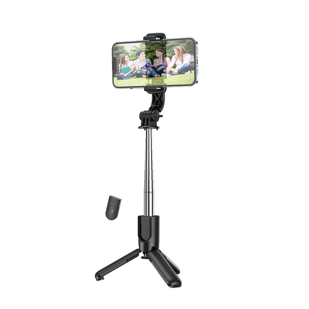 HOCO K17 Selfie bot - fekete, bluetooth távirányítós, tripoddá alakítható selfie bot
