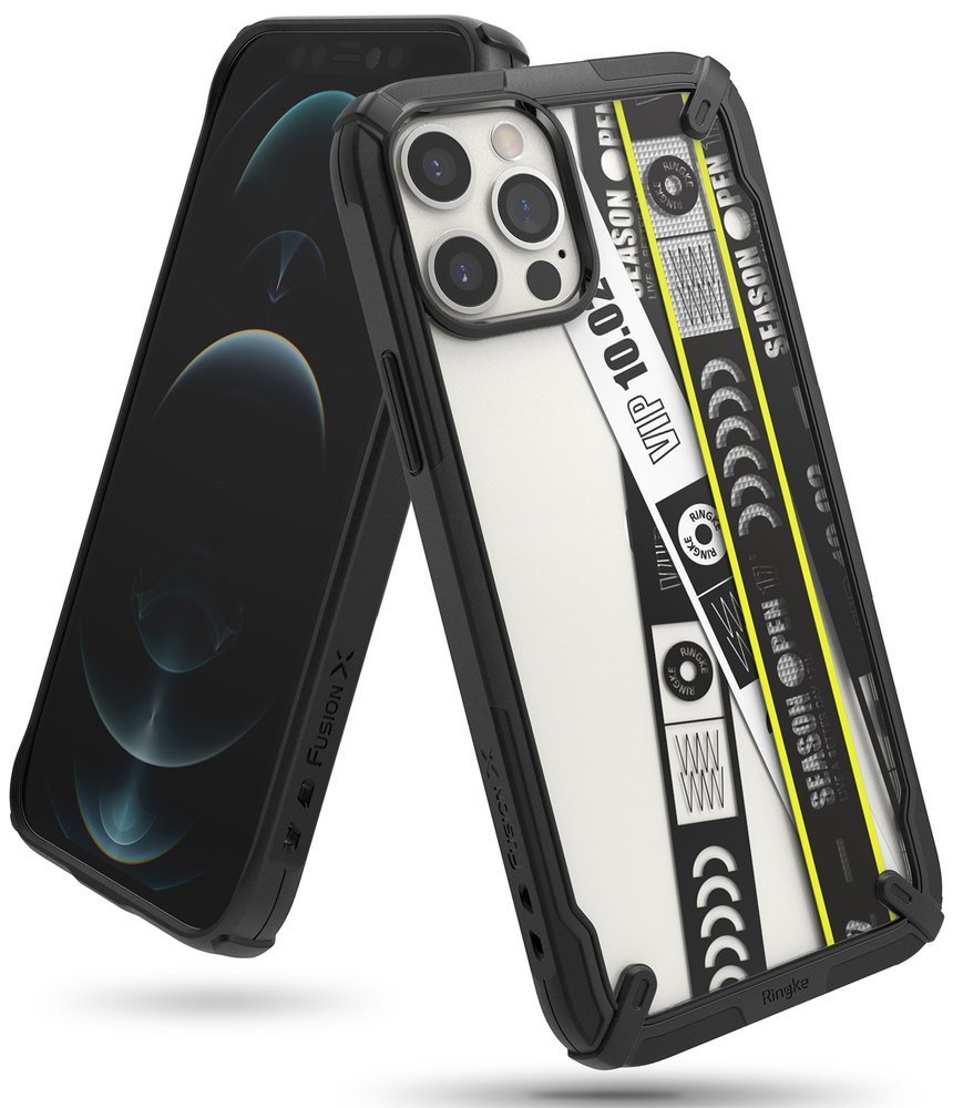 iPhone 12 Pro Max Telefontok - Ringke Fusion X Ticket band - mintás/átlátszó ütésálló hátlap tok