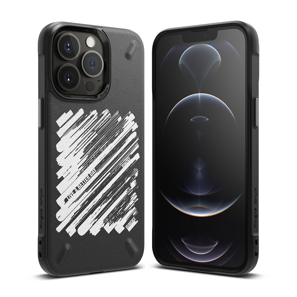 iPhone 12 Pro Max Telefontok - Ringke Onyx Paint - fekete/mintás ütésálló hátlap tok