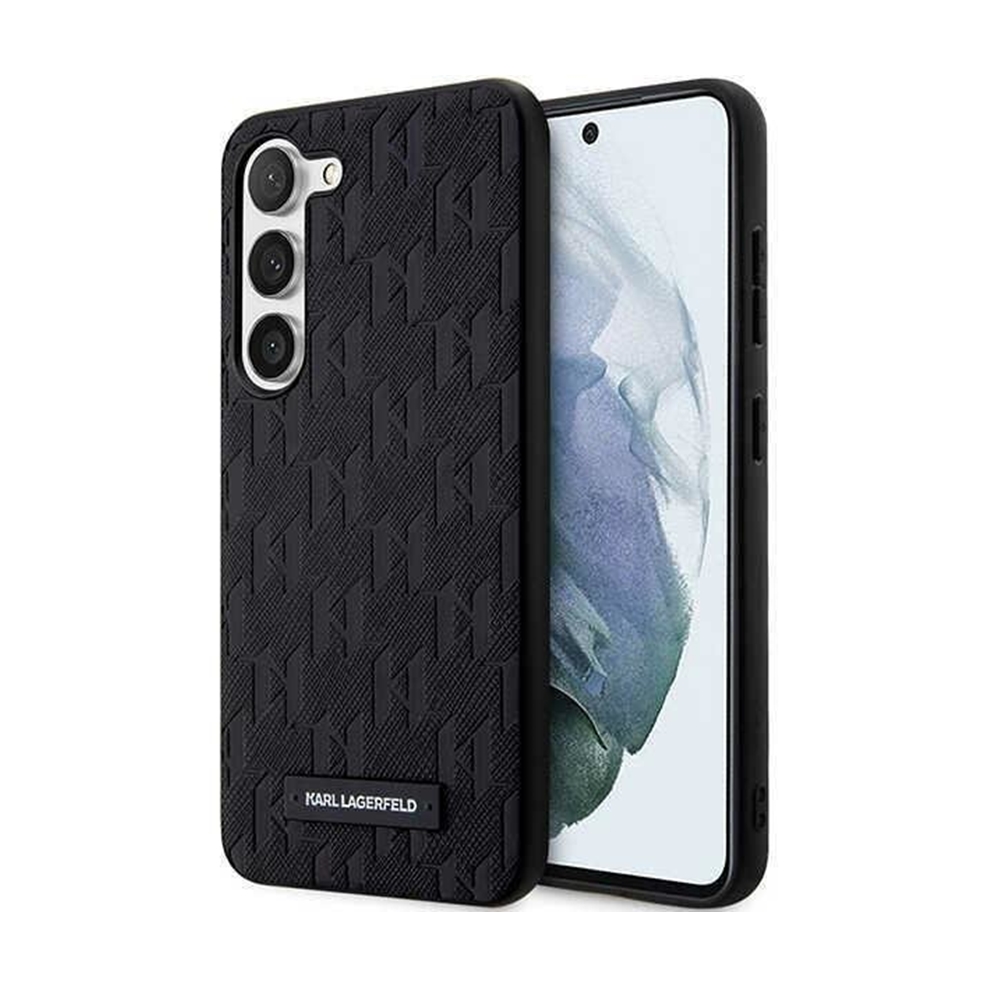 Samsung Galaxy S23+ (S23 Plus) Telefontok - Karl Lagerfeld Saffiano Mono Metal Logo - fekete hátlap tok