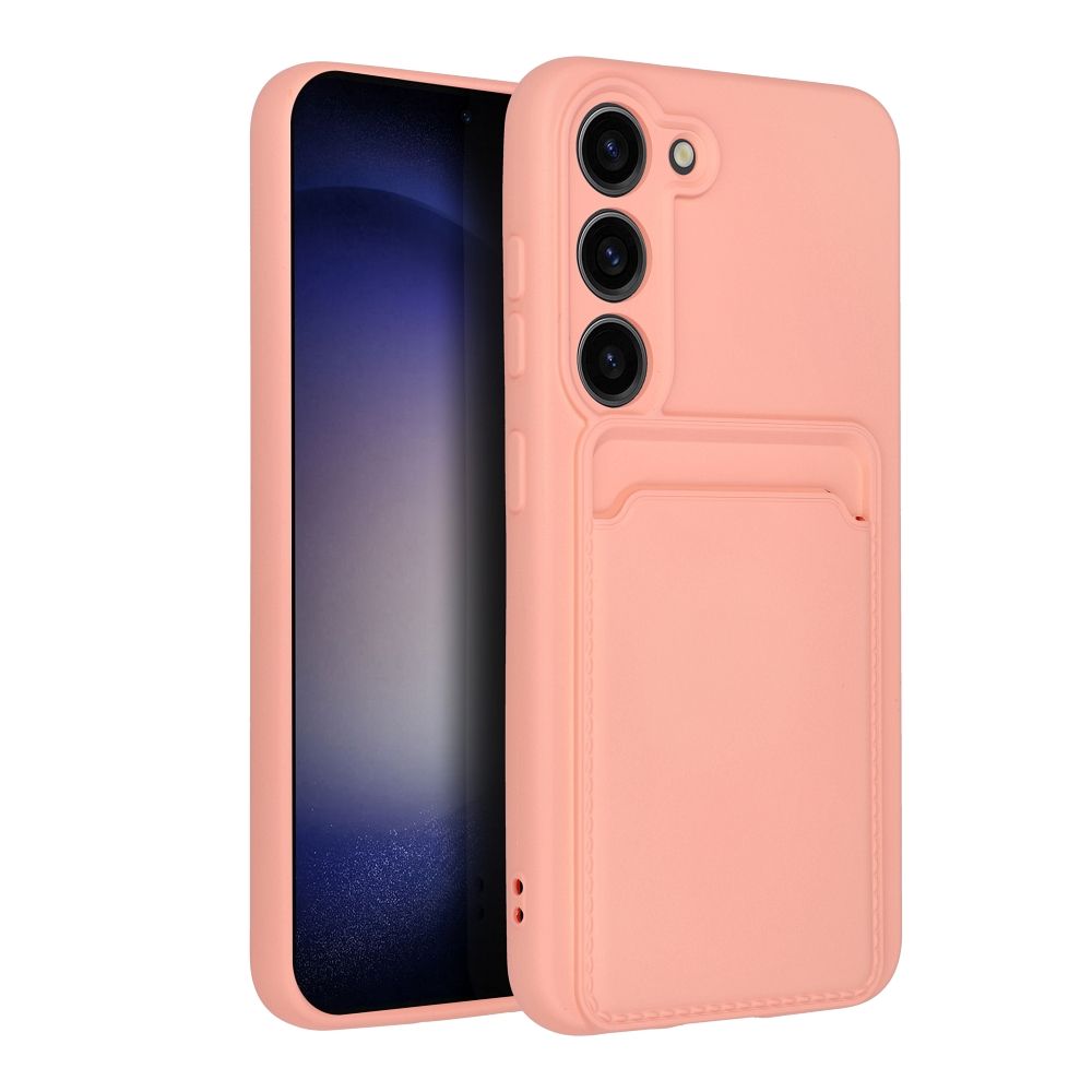 Samsung Galaxy S23 Telefontok - Forcell Card - pink kártyatartós szilikon hátlap tok