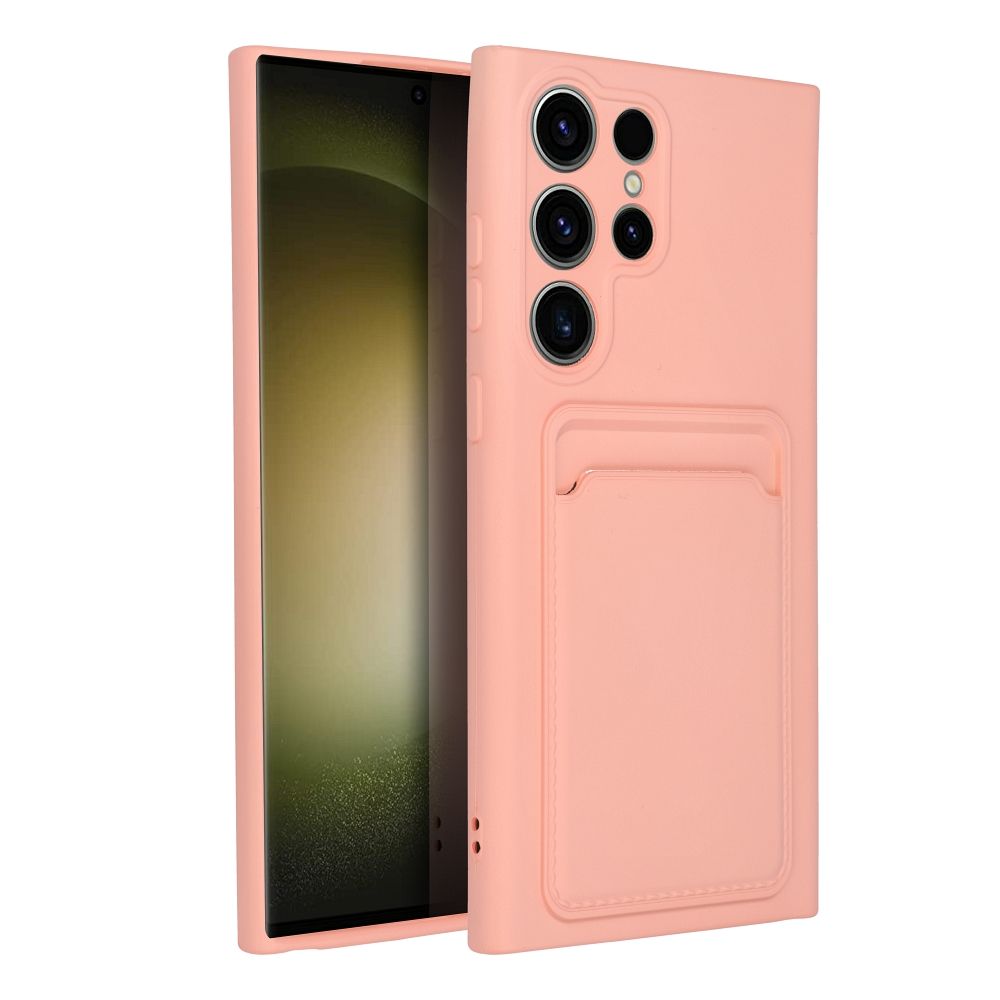 Samsung Galaxy S23 Ultra Telefontok - Forcell Card - pink kártyatartós szilikon hátlap tok