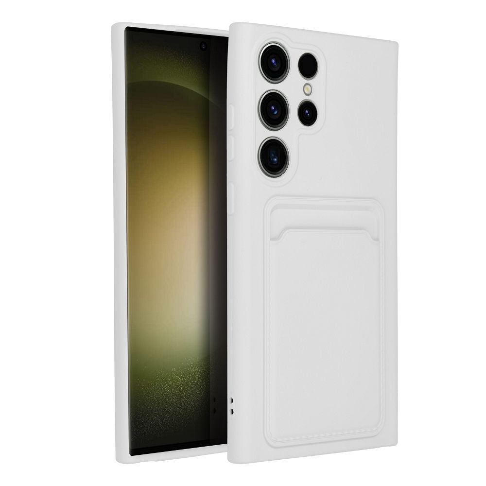 Samsung Galaxy S23 Ultra Telefontok - Forcell Card - fehér kártyatartós szilikon hátlap tok