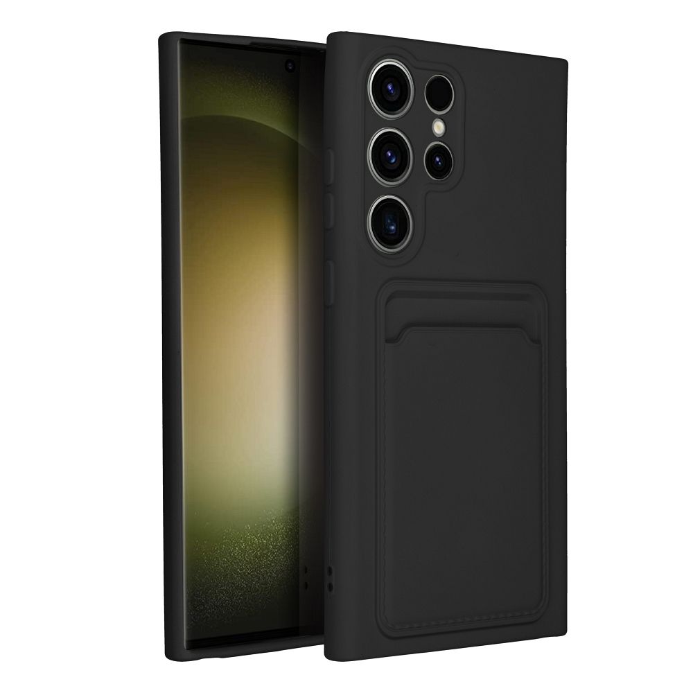 Samsung Galaxy S23 Ultra Telefontok - Forcell Card - fekete kártyatartós szilikon hátlap tok