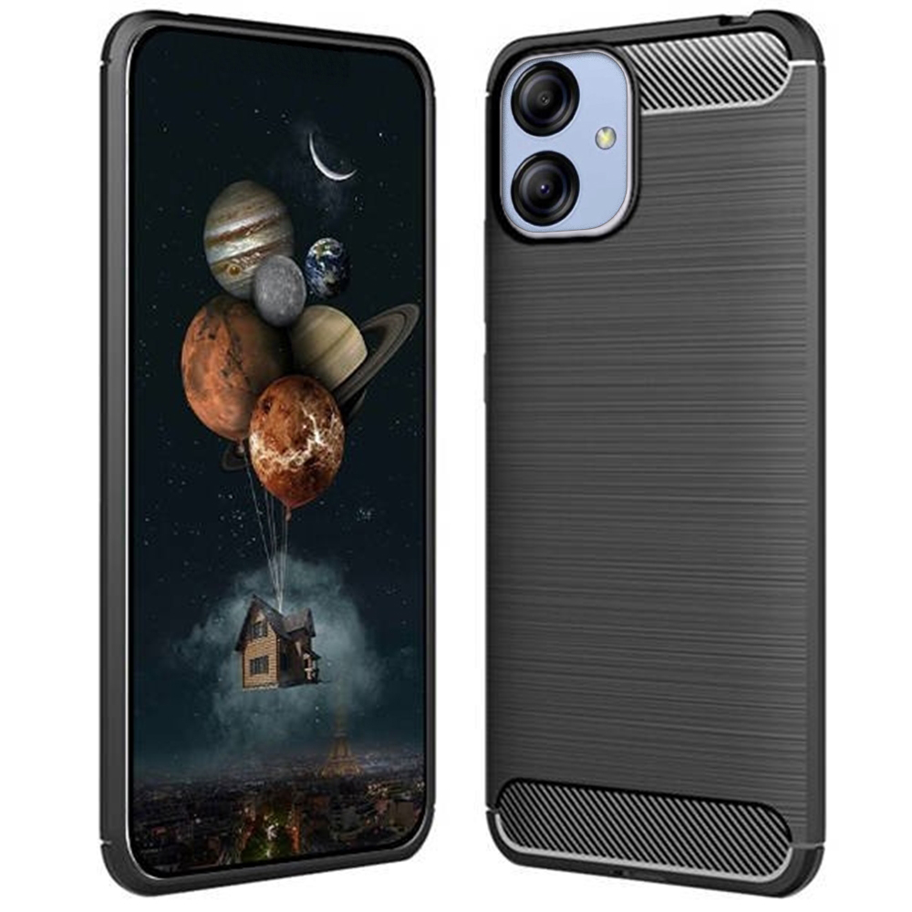Samsung Galaxy A04e Telefontok - Carbon Fiber fekete szilikon tok