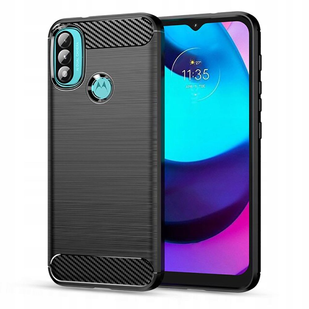Motorola Moto E20 Telefontok - Forcell Carbon fekete szilikon tok