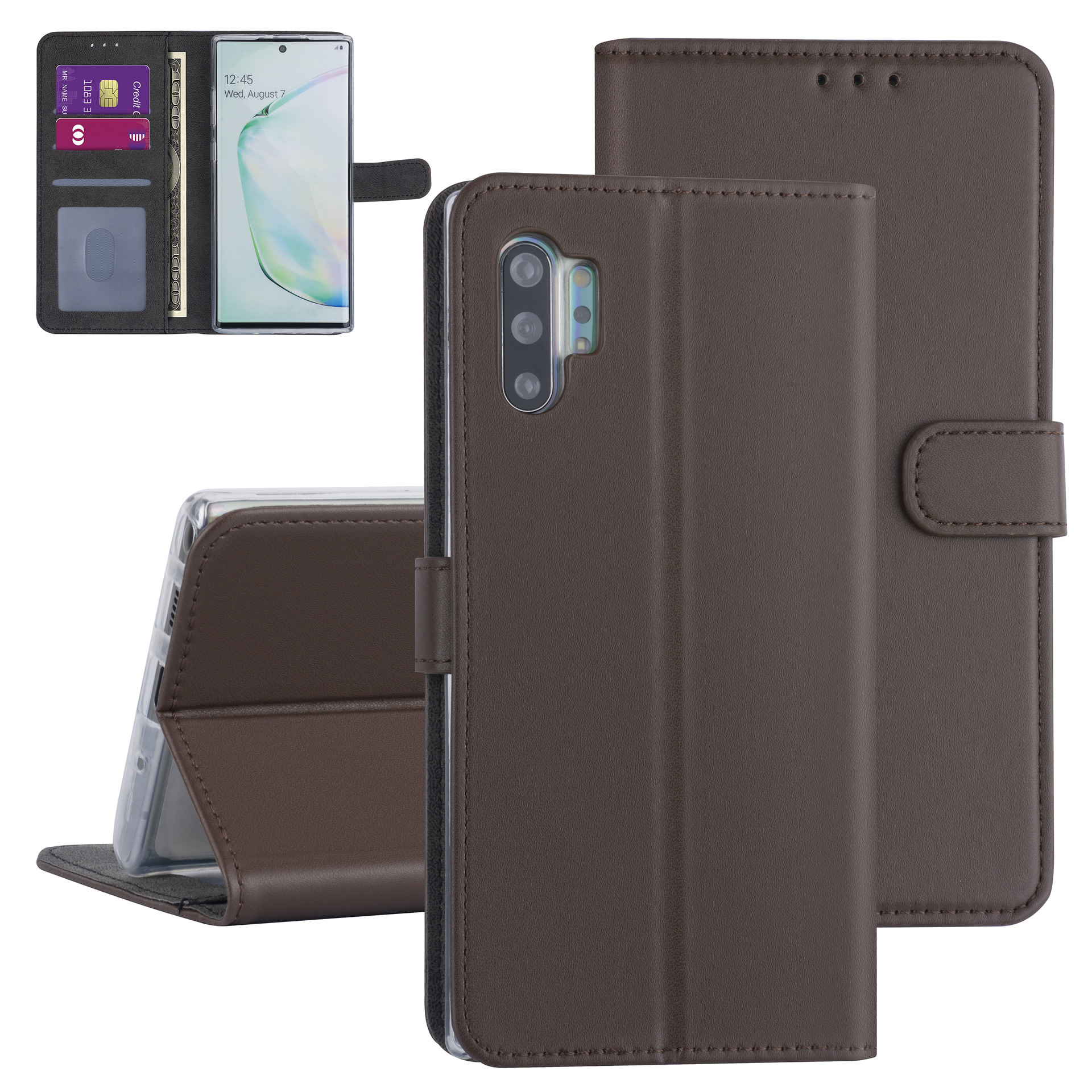 Samsung Galaxy NOTE 10+ (NOTE 10 Plus) Telefontok - barna mágneses szilikon keretes könyvtok