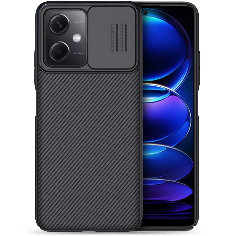 Xiaomi Redmi Poco X5 5G Telefontok - Nillkin csúsztatható kameravédős fekete hátlap tok