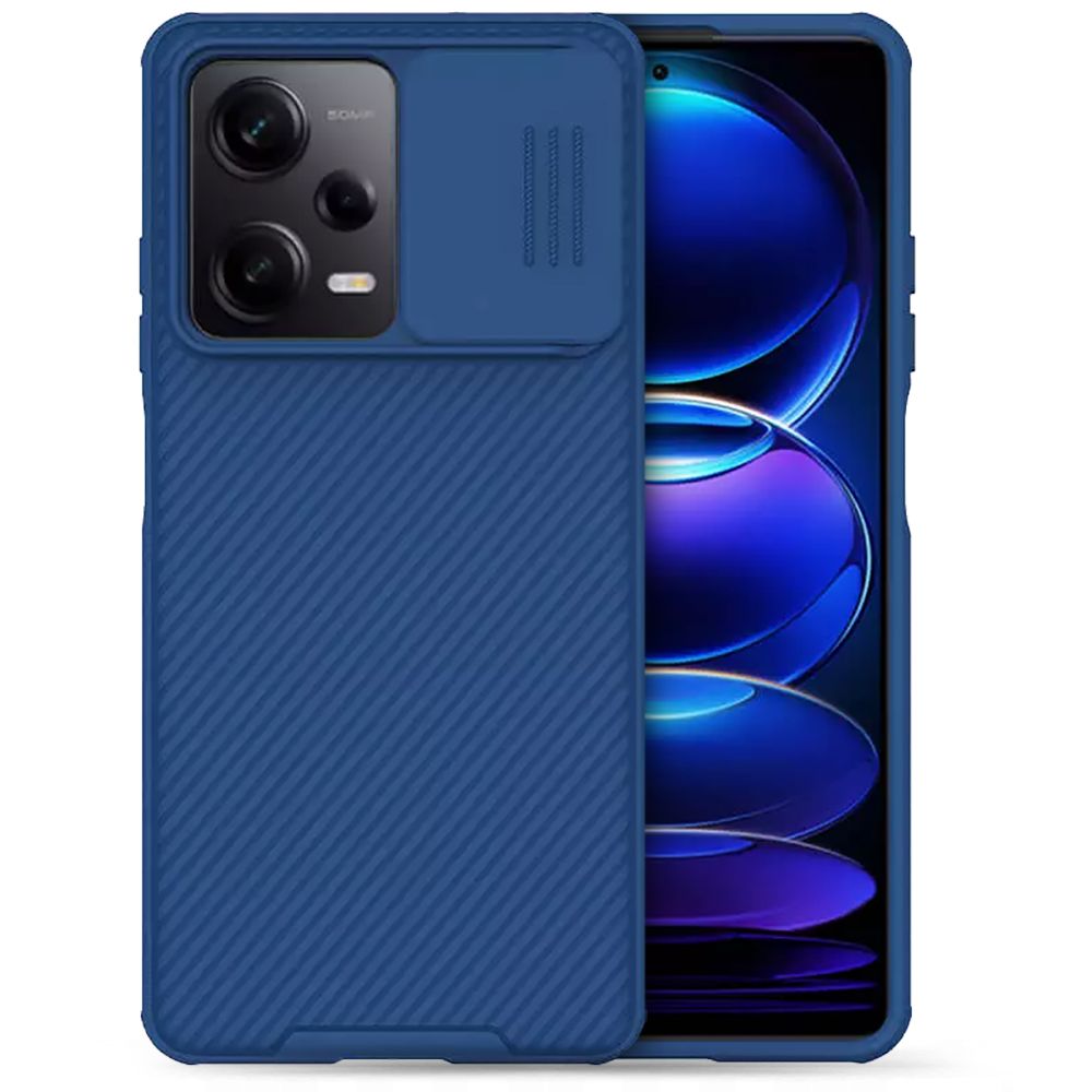 Telefontok Xiaomi Redmi Note 12 Pro 5G - Nillkin csúsztatható kameravédős kék hátlap tok