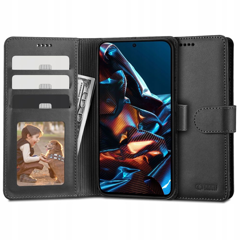 Xiaomi Redmi Note 12 Pro 5G Telefontok - fekete ráhajtófüles bőr könyvtok