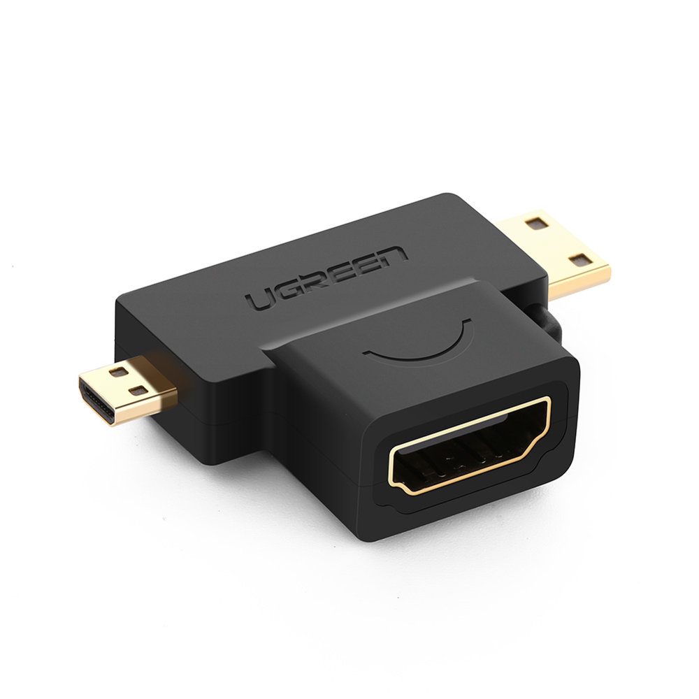 UGREEN 20144 Adapter - HDMI / Mini HDMI / Micro HDMI HUB porttal adapter, fekete