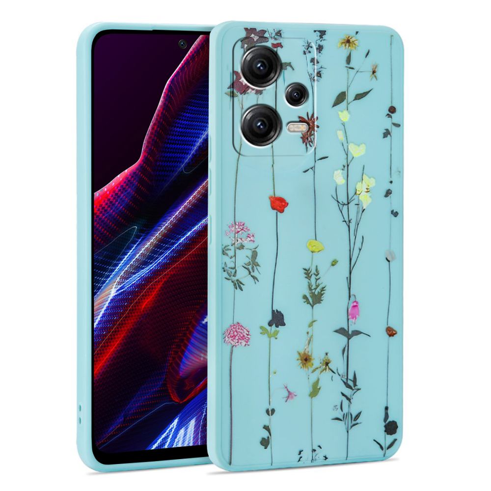 Xiaomi Redmi Note 12 5G Telefontok - Kék virágos kert hátlap tok